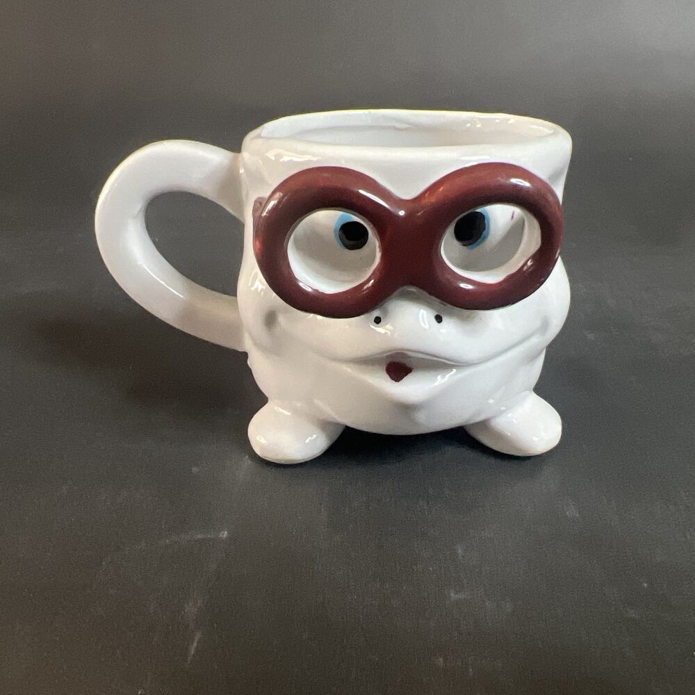 Vintage G.O.T. Frog Face Mug – Eyeglasses – Whimsical Ceramic – Planter or Cup